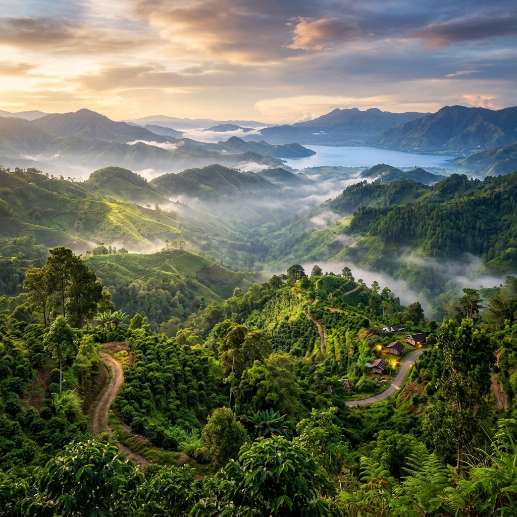 Kerinci dengan perkebunan kopi arabika
